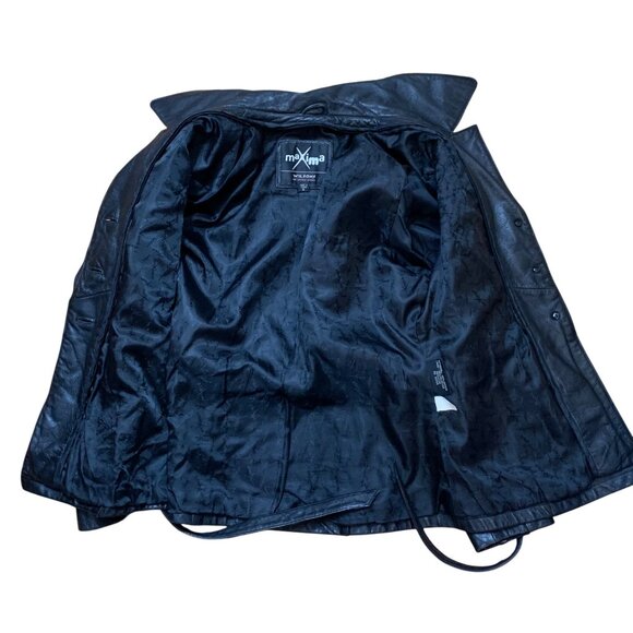 VTG Maxima By Wilsons Black Leather Button-Front Jacket Belted Waist Womens SZ S - Picture 3 of 8